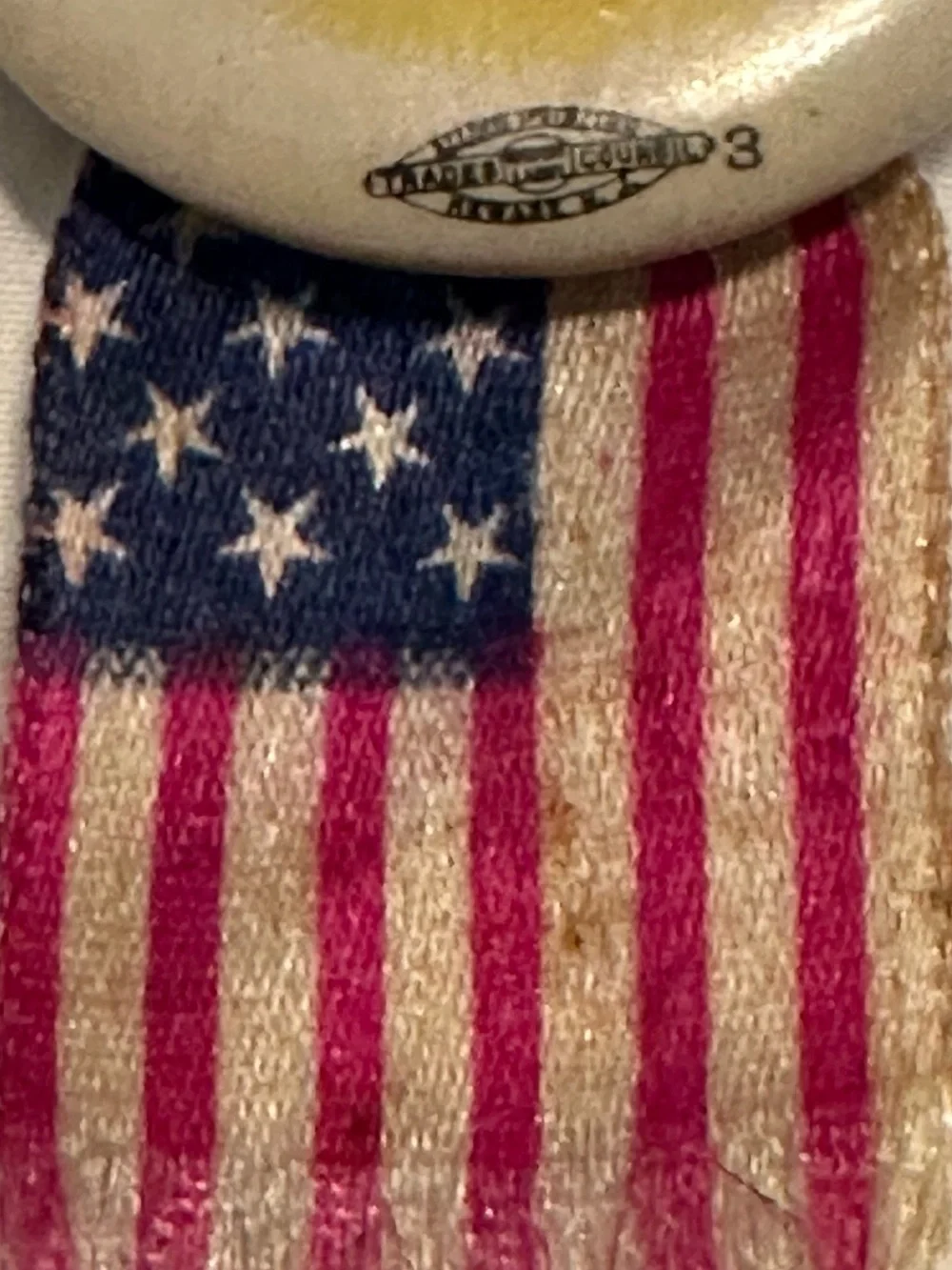 Antique 1916 Labor Day Whitehead & Hoag Patriotic Pinback Ribbon Badge